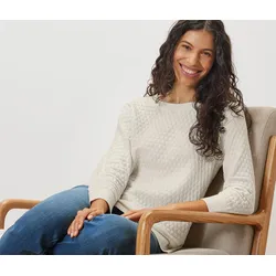 Tchibo - Strickpullover mit Struktur - Damen - Gr. M - creme