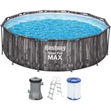 BESTWAY Steel Pro Max Frame Pool Set 366 x 100 cm holzoptik inkl. Filterpumpe