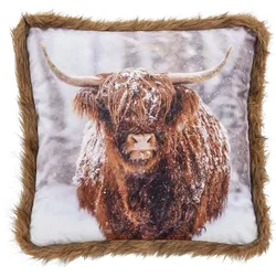 Dekokissen DONE. "Highland", bunt (mehrfarbig), B:45cm L:45cm, Polyester, Dekokissen_Sitzkissen_Kissenhüllen, Bedrucktes Kissen in feinem Samtstoff