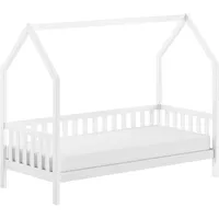 Vipack Hausbett »Cabane, mit Dachaufbau und Sprossenumrandung in Landhaus-Optik«, (B/H/T ca. 208x169x98 cm) aus massiver Eiche, Oberfläche Natur), sehr stabil und standfest gebaut inkl.