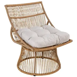 CHILLROI Korbsessel Rattan Sitzpolster – Braun