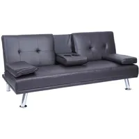 Mendler Schlafcouch Kunstleder 3-Sitzer Braun
