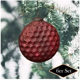 Antikas Christbaumkugeln, oval, rot, Weihnachten, 6er Set