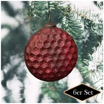 Antikas Christbaumkugeln, oval, rot, Weihnachten, 6er Set
