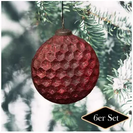 Antikas Christbaumkugeln, oval, rot, Weihnachten, 6er Set