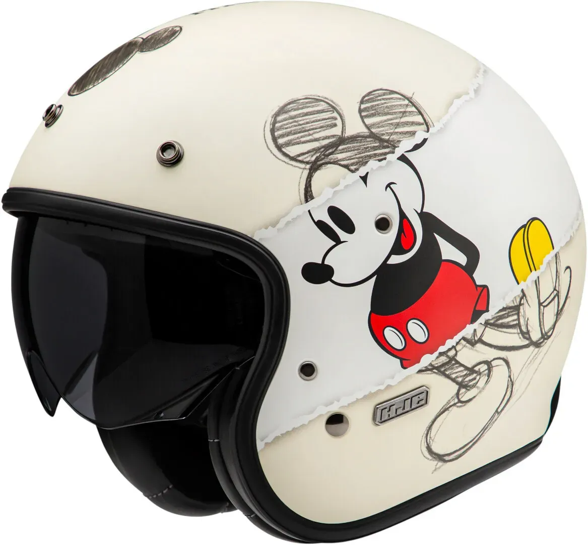 HJC V31 Disney Mickey Sketch Straal helm, zwart-wit-beige, L Voorman