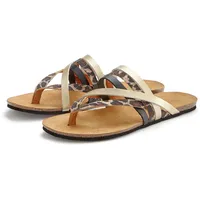 LASCANA Zehentrenner, Sandale, Pantolette aus Leder mit Korkfußbett LASCANA