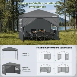 Sekey Faltpavillon 3 x 3 m inkl. 4 Seitenteile Grau