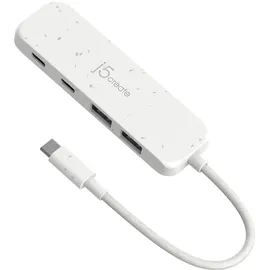 j5create Umweltfreundlicher USB-C-zu-Hub Typ C - USB 3.2 - 4 - Weiß