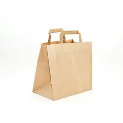 Papiertragetaschen Papiertüten Tragetaschen Einkaufstaschen 250 Stück 260x170x250mm mit Flachhenkel für Handel Gastronomie Versand