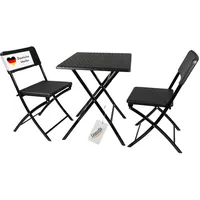 Lemodo Klappbares Balkonmöbel Set 3-teilig, 2x Balkonstühle + 1x Balkontisch, Rattan-Optik