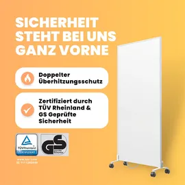 bringer-germany Bringer Infrarotheizung Standgerät - 300 Watt - Energiesparend - Mobile Elektroheizung mit Standfüßen auf Rollen, Thermostat und Fernbedienung - 5 Jahre Garantie, TÜV - Deutsche Qualitätsmarke