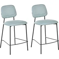 Beliani Set mit 2 Barstühlen DUETTE Stoff Hellblau