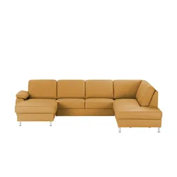 meinSofa Wohnlandschaft mit Sitz- und Rückenbezug aus Leder Kathi , orange , Maße (cm): B: 309 H: 86 T: 235