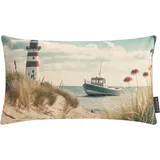 Magma Heimtex Magma Dekokissenhülle Sea Breeze Leuchtturm 30x50 cm - blau;beige