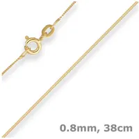 Schmuck Krone Goldkette 0,8mm Panzerkette aus 585 Gelbgold 38cm mit Zwischenöse, Gold 585 goldfarben