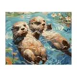 Otterpärchen Malen nach Zahlen