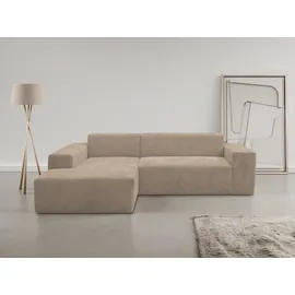 otto home Ecksofa OTTO HOME "Zeus-L modern & zeitlos, Breite 253 cm, bequemes Sofa", braun (hellbraun), B:253cm H:70cm T:188cm, 100% Polyester, Sofas, Ecksofa, Curvy Trend Ecksofa mit urbaner Optik