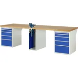 PROREGAL Werkbank Serie 7000 - Modell 7511 | HxBxT 89x300x90cm | 10x Schublade + 1x Schrank | Schubladenmaße 2x60 + 2x90 + 4x150 + 2x270mm