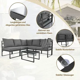 Merax Gartenlounge-Set 4-tlg. grau