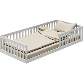 Kids Collective Jugendbett Bodenbett 90 x 200 cm Kiefer massiv weiß