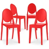 Privatefloor - 4er-Pack Esszimmerstühle Transparent - Victoria Queen Rot