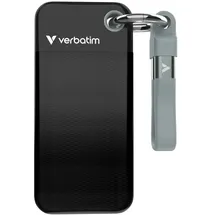 Verbatim Pocket SSD 2 TB, Externe Festplatte, Portable Solid State Drive USB 3.2 Gen 2, für Mac, PC & Spielekonsole, Schwarz/Grau