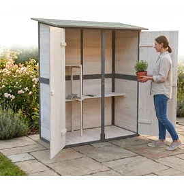 MuCoLa Gartenhaus 1,4 x 1,4 m Weiß/Grau