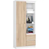 Akord Mehrzweckschrank 80 x 180 x 35 cm Weiß/Sonoma Eiche