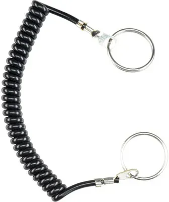 Halteseil/spiralförmig, mit Befestigungsringen | l1=100 mm / l2 max.=600 mm / Thermoplast PUR, schwarz | 22400.0980