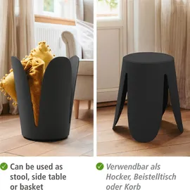 Wenko Badhocker Comiso Duschhocker schwarz Ø 44,5 cm x 46 cm, belastbar bis 180 kg, mit rutschsicheren Füßen