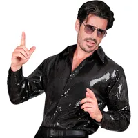 WIDMANN MILANO PARTY FASHION - Party Fashion Pailletten Hemd für Herren, Disco Fever, Schlagermove, Herrenhemd