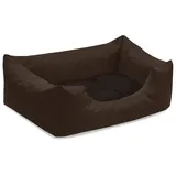 BedDog Hundebett Mimi, Hundesofa aus Cordura, Microfaser-Velours, waschbares Hundebett Vier-eckig mit Rand, Hundekissen für drinnen, draußen, S, braun