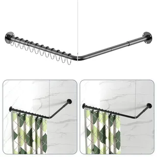 L-förmige Duschvorhangstangen, verstellbar (58,9 cm - 175,9 cm x 58,9 cm - 175,9 cm) Eck-Duschstange mit 12 Duschvorhangringen, alle 304 Edelstahl, für Badezimmer, Badewanne, Bekleidungsgeschäft, muss