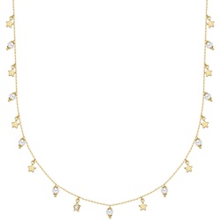 Lulu & Jane Perlen-Kette Stern Metall-Legierung Muschelkernperle in Gelbgold Ketten   Damen