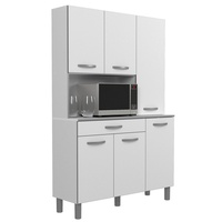 Parisot Küchenbuffet Spring (Buffetschrank 120 x 180 cm, weiß) 6-türig, mit breitem Auszug weiß