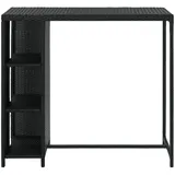 vidaXL Bartisch mit Regal Schwarz Poly Rattan