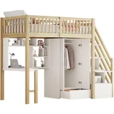 stilvora Hochbett 90 x 200 cm Kiefer massiv beige