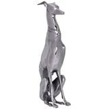 FineBuy Deko Design Dog aus Aluminium silbern Windhund Skulptur Hundestatue