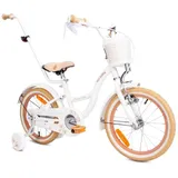 Sun Baby Mädchenfahrrad 16 Zoll Glocke Zusatzräder Schubstange, Flower Bike ecru weiß