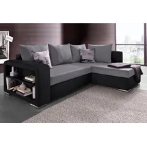 Collection AB Ecksofa mit Bettfunktion, Bettkasten und Regalarmteil, schwarz