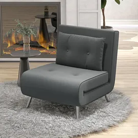 Homcom Schlafsessel mit Bettfunktion, Einzelsofa mit Kissen Samtoptik