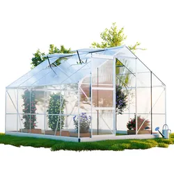 GARMIO® Gewächshaus ARONA 310x250cm für den Garten, Alu Frühbeet inklusive Fundament, 4 Dachfenster Treibhaus Aufzucht