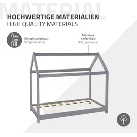 ML-Design Hausbett 80 x 160 cm Kiefer grau