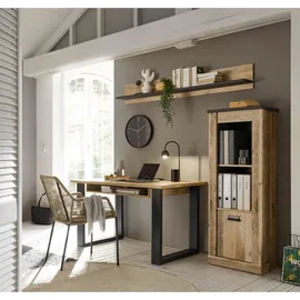 furn.design Büromöbel-Set Used Wood hell, anthrazit, mit Aktenregal Wandregal | Gr.: onesize