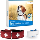 HUNTER Halsband Swiss S-M (50), rot/schwarz, Tractive GPS Tracker für Hunde (Weiß), GPS mit unbegrenzter Reichweite + Hundehalsband