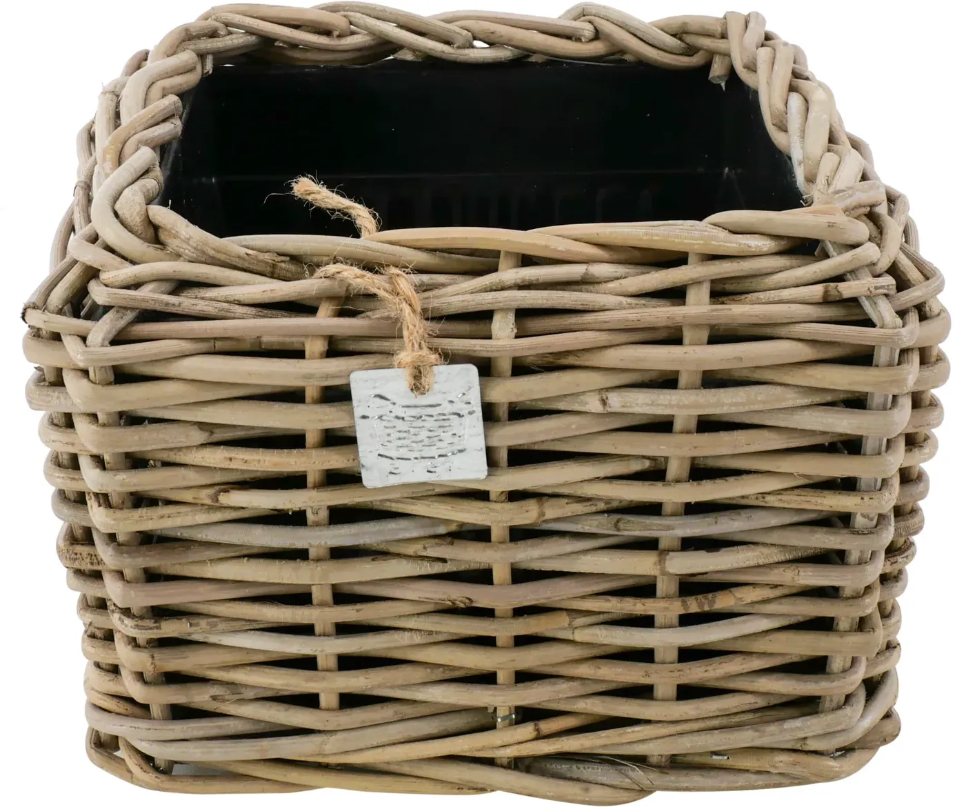 Korb Rattan D22x22cm H18cm eckig mit Einsatz  - grau