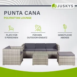 Juskys Punta Cana L Polyrattan Lounge grau meliert/dunkelgrau