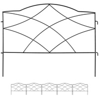 relaxdays Beetbegrenzung 6-teiliger Beetzaun aus Metall schwarz