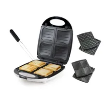 DOMO 2in1 Sandwichmaker 4er Muschelplatte, Waffeleisen Gabel